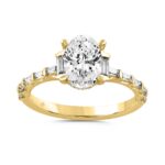 LADIES RING 2 1/2CT ROUND/BAGUETTE/OVAL DIAMOND 14K YELLOW GOLD (CENTER STONE OVAL DIAMOND 2.00CT)