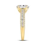LADIES RING 2 1/2CT ROUND/BAGUETTE/OVAL DIAMOND 14K YELLOW GOLD (CENTER STONE OVAL DIAMOND 2CT) - Image 3
