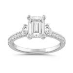 LADIES RING 2 1/2CT ROUND/EMERALD DIAMOND 14K WHITE GOLD (CENTER STONE EMERALD DIAMOND 2.00CT)