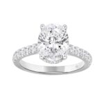 LADIES RING 2 1/2CT ROUND/OVAL DIAMOND 14K WHITE GOLD (CENTER STONE OVAL DIAMOND 2CT )