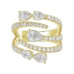 LADIES RING 2 1/2CT ROUND/PEAR DIAMOND 14K YELLOW GOLD - Image 5