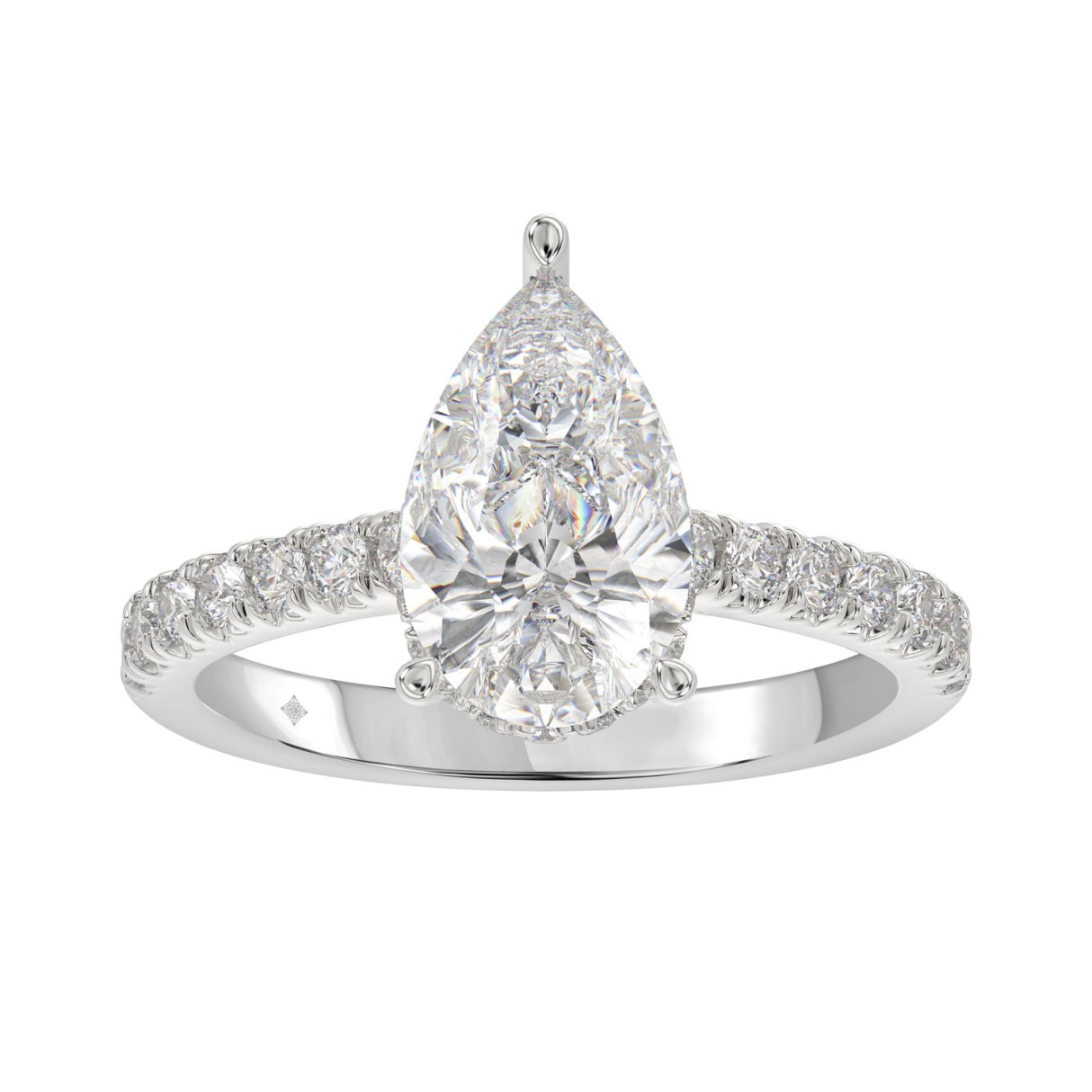 LADIES RING 2 1/2CT ROUND/PEAR/DIAMOND 14K WHITE GOLD - Image 1