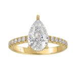 LADIES RING 2 1/2CT ROUND/PEAR/DIAMOND 14K YELLOW GOLD