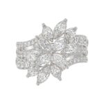 LADIES RING 2 1/4CT ROUND/MARQUISE DIAMOND 14K WHITE GOLD - Image 5