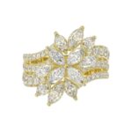 LADIES RING 2 1/4CT ROUND/MARQUISE DIAMOND 14K YELLOW GOLD - Image 5
