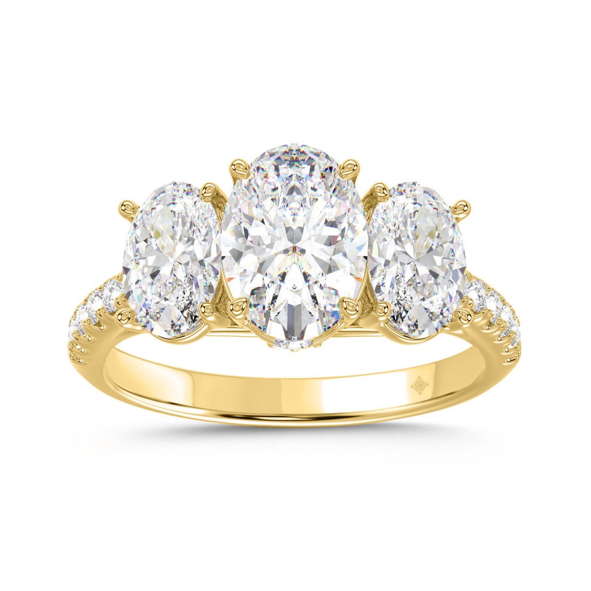 LADIES RING 2 1/4CT ROUND/OVAL DIAMOND 14K YELLOW GOLD (CENTER STONE OVAL DIAMOND 1CT ) - Image 1