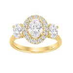LADIES RING 2 1/4CT ROUND/OVAL DIAMOND 14K YELLOW GOLD (CENTER STONE OVAL DIAMOND 1CT )