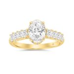 LADIES RING 2 1/4CT ROUND/PRINCESS/OVAL DIAMOND 14K YELLOW GOLD (CENTER STONE OVAL DIAMOND 1 1/4CT )