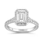 LADIES RING 2 3/4CT ROUND/EMERALD DIAMOND 14K WHITE GOLD (CENTER STONE EMERALD DIAMOND 2CT )