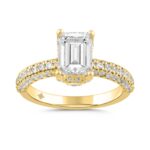 LADIES RING 2 3/4CT ROUND/EMERALD DIAMOND 14K YELLOW GOLD (CENTER STONE EMERALD DIAMOND 2CT )