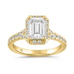 LADIES RING 2 3/4CT ROUND/EMERALD DIAMOND 14K YELLOW GOLD (CENTER STONE EMERALD DIAMOND 2CT )