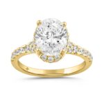 LADIES RING 2 3/4CT ROUND/OVAL DIAMOND 14K YELLOW GOLD (CENTER STONE OVAL DIAMOND 2CT )