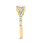 LADIES RING 2.00CT ROUND/BAGUETTE/EMERALD DIAMOND 14K YELLOW GOLD (CENTER STONE EMERALD DIAMOND 1 1/2CT) - Image 3