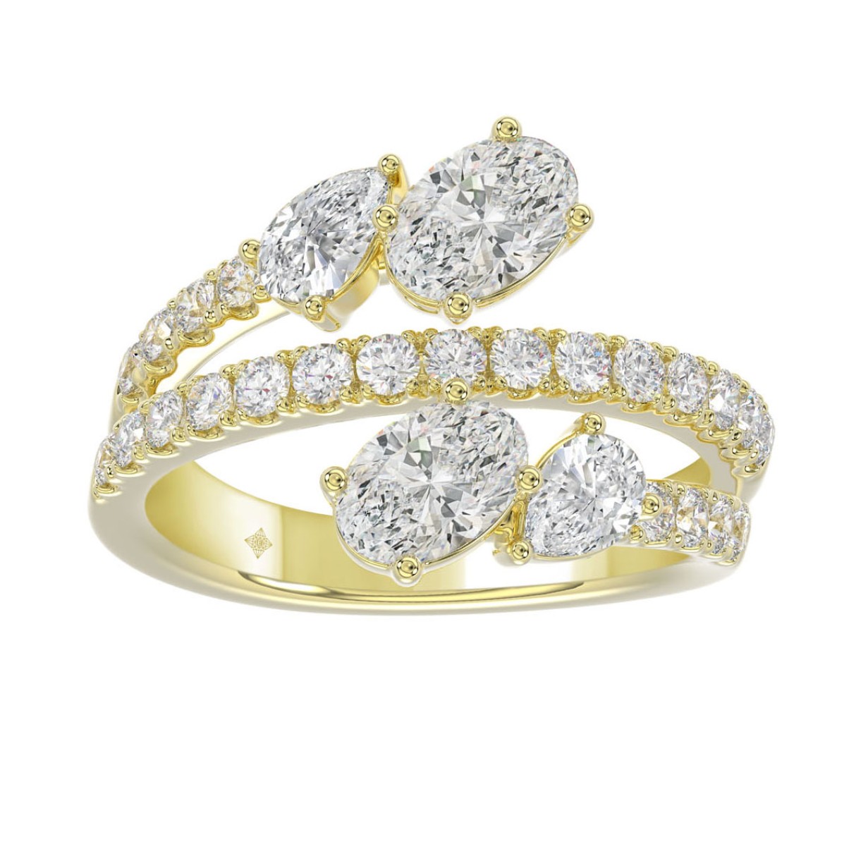 LADIES RING 2.00CT ROUND/OVAL/PEAR DIAMOND 14K YELLOW GOLD - Image 1