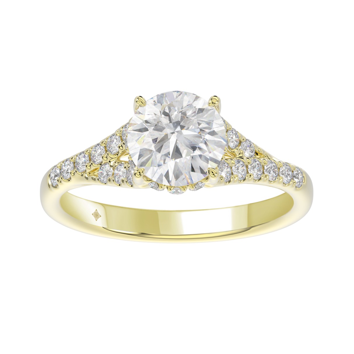 LADIES RING 2CT ROUND DIAMOND 14K YELLOW GOLD (CENTER STONE ROUND DIAMOND 1 5/8CT ) - Image 1