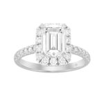 LADIES RING 2CT ROUND/EMERALD DIAMOND 14K WHITE GOLD (CENTER STONE EMERALD DIAMOND 1 1/2CT )