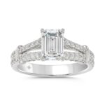 LADIES RING 2CT ROUND/EMERALD DIAMOND 14K WHITE GOLD (CENTER STONE EMERALD DIAMOND 1 1/2CT )