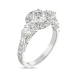 LADIES RING 2CT ROUND/PEAR DIAMOND 14K WHITE GOLD (CENTER STONE ROUND DIAMOND 1CT ) - Image 5