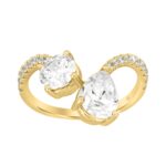 LADIES RING 2CT ROUND/PEAR DIAMOND 14K YELLOW GOLD