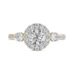 LADIES RING 2CT ROUND/PEAR DIAMOND 14K YELLOW GOLD (CENTER STONE ROUND DIAMOND 1CT ) - Image 4