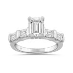 LADIES RING 3 1/4CT ROUND/EMERALD DIAMOND 14K WHITE GOLD (CENTER STONE EMERALD DIAMOND 2.00CT)