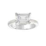 LADIES RING 3 1/4CT ROUND/EMERALD DIAMOND 14K WHITE GOLD (CENTER STONE EMERALD DIAMOND 3CT)