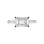 LADIES RING 3 1/4CT ROUND/EMERALD DIAMOND 14K WHITE GOLD (CENTER STONE EMERALD DIAMOND 3CT) - Image 5