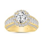 LADIES RING 3 3/4CT ROUND/BAGUETTE DIAMOND 14K YELLOW GOLD (CENTER STONE ROUND DIAMOND 1 1/2CT )