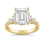 LADIES RING 3 3/4CT ROUND/MARQUISE DIAMOND 14K YELLOW GOLD (CENTER STONE EMERALD DIAMOND 3.00CT)