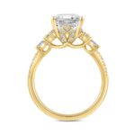 LADIES RING 3 3/4CT ROUND/MARQUISE DIAMOND 14K YELLOW GOLD (CENTER STONE EMERALD DIAMOND 3.00CT) - Image 3