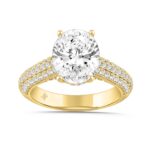 LADIES RING 3 3/4CT ROUND/OVAL DIAMOND 14K YELLOW GOLD (CENTER STONE OVAL DIAMOND 3.00CT)