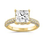 LADIES RING 3 3/4CT ROUND/PRINCESS DIAMOND 14K YELLOW GOLD (CENTER STONE PRINCESS DIAMOND 3CT )