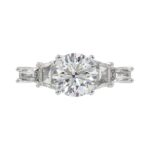 LADIES RING 3 3/4CT ROUND/TRAPEZOID/BAGUETTE DIAMOND 14K WHITE GOLD (CENTER STONE ROUND DIAMOND 2CT ) - Image 5