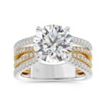 LADIES RING 3 5/8CT ROUND DIAMOND 14K WHITE/YELLOW GOLD (CENTER STONE ROUND DIAMOND 3CT )