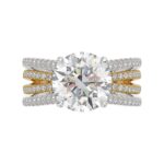 LADIES RING 3 5/8CT ROUND DIAMOND 14K WHITE/YELLOW GOLD (CENTER STONE ROUND DIAMOND 3CT ) - Image 5