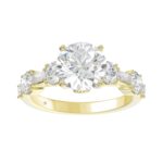 LADIES RING 3CT ROUND/BAGUETTE DIAMOND 14K YELLOW GOLD (CENTER STONE ROUND DIAMOND 2.00CT)