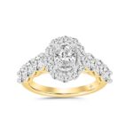 LADIES RING 3CT ROUND/OVAL DIAMOND 14K YELLOW GOLD (CENTER STONE OVAL DIAMOND 1CT )