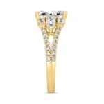 LADIES RING 3CT ROUND/OVAL/PEAR DIAMOND 14K YELLOW GOLD (CENTER STONE OVAL DIAMOND 2CT ) - Image 3
