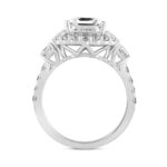 LADIES RING 4 1/2CT ROUND/EMERALD DIAMOND 14K WHITE GOLD - Image 2