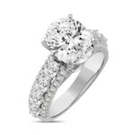LADIES RING 4 1/4CT ROUND/OVAL DIAMOND 14K WHITE GOLD (CENTER STONE OVAL DIAMOND 3CT ) - Image 2