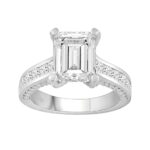LADIES RING 4 5/8CT ROUND/PRINCESS/EMERALD DIAMOND 14K WHITE GOLD (CENTER STONE EMERALD DIAMOND 3CT )