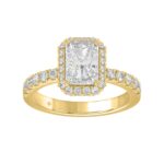 LADIES RING 4.00CT ROUND DIAMOND 18K YELLOW GOLD (CENTER STONE EMERALD DIAMOND 3CT )