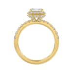LADIES RING 4.00CT ROUND DIAMOND 18K YELLOW GOLD (CENTER STONE EMERALD DIAMOND 3CT ) - Image 2