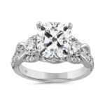 LADIES RING 4CT ROUND/CUSHION DIAMOND 14K WHITE GOLD (CENTER STONE CUSHION DIAMOND 3CT )
