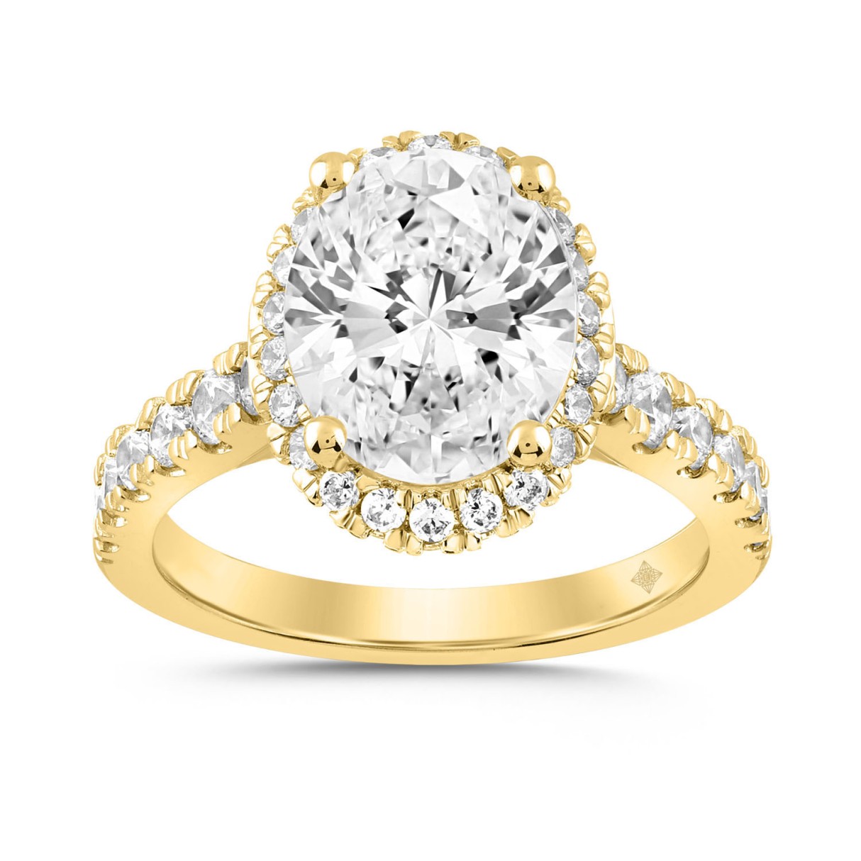 LADIES RING 4CT ROUND/OVAL DIAMOND 14K YELLOW GOLD (CENTER STONE OVAL DIAMOND 3CT ) - Image 1