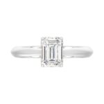 LADIES SOLITAIRE RING 1 1/2CT EMERALD DIAMOND 14K WHITE GOLD - Image 5
