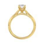LADIES SOLITAIRE RING 1 1/2CT EMERALD DIAMOND 14K YELLOW GOLD - Image 2