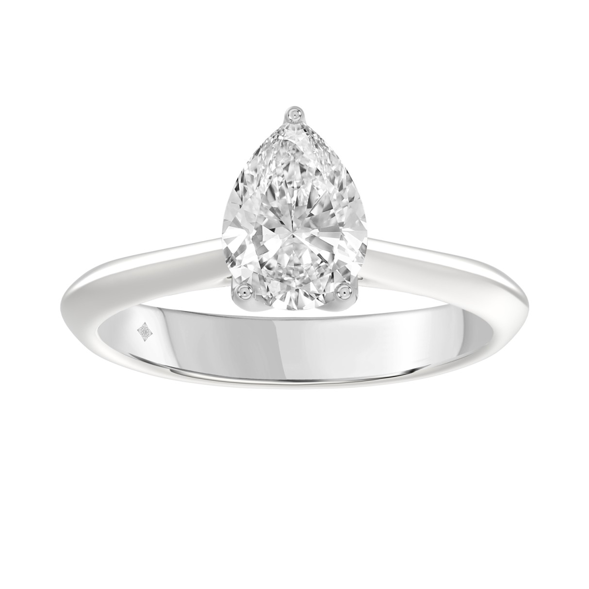 LADIES SOLITAIRE RING 1 1/2CT PEAR DIAMOND 14K WHITE GOLD - Image 1