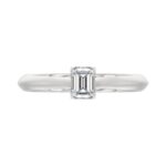 LADIES SOLITAIRE RING 1/2CT EMERALD DIAMOND 14K WHITE GOLD - Image 5