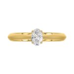 LADIES SOLITAIRE RING 1/2CT OVAL DIAMOND 18K YELLOW GOLD - Image 5